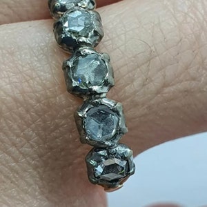 Antique Georgian Table Cut Diamond, 18k Gold and Silver Ring-