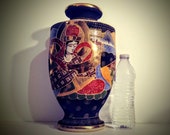 Emperor and Empress Moriage Vase Handpainted Gilded Enameled Signed With Red Symbol