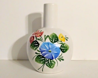 Italy Bud Vase Hand Painted Bresolin Floral Ceramic