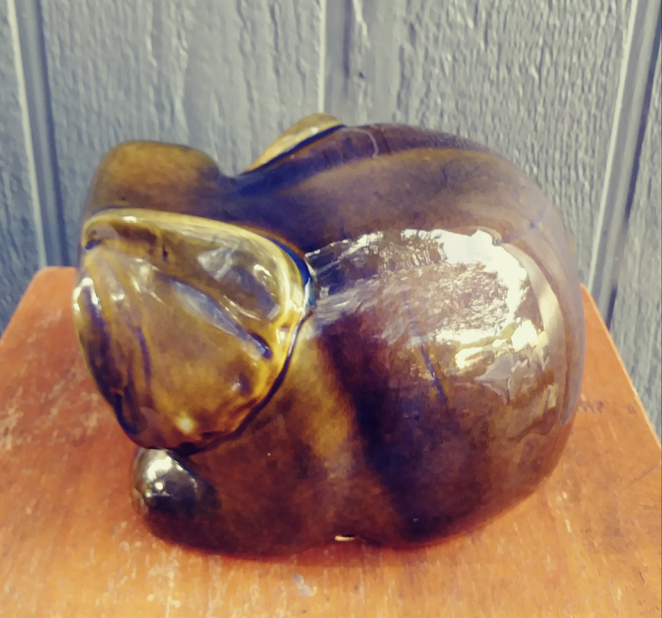 Large Ceramic Elephant Statue Figurine With Two Toned Glaze Etsy