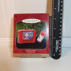 Vintage 1999 Hallmark Keepsake Ornament Howdy Doody Lunch Box Set With Pressed Tin Lunch Box and Thermos New in Package
