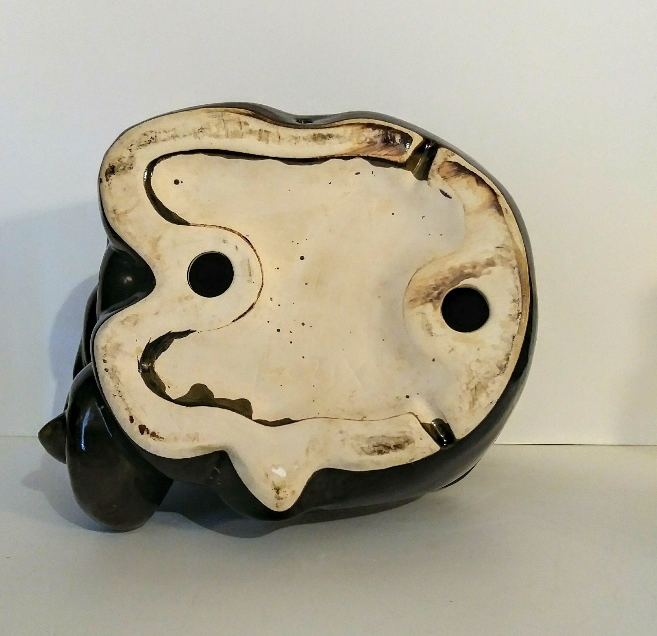 Large Ceramic Elephant Statue Figurine With Two Toned Glaze Etsy