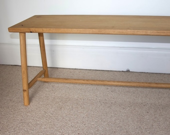 Solid Oak Bench with Braced Legs and Wedge Tenon Joints