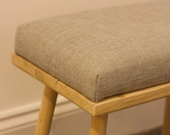 Handmade Oak Footstool: Scandinavian Design, Abraham Moon Wool