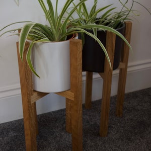 Handmade Mid Century Oak Plant Stand: Reclaimed Wood Pot Holder