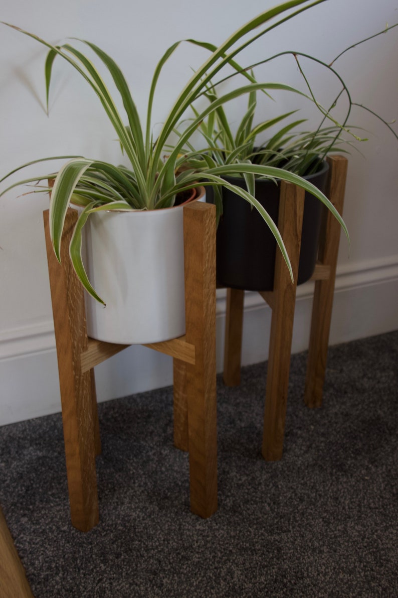 Mid Century Solid Oak Plant Pot Stand Indoor Flower Pot Etsy UK