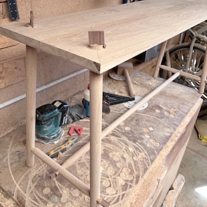 Solid Oak Bench with Braced Legs and Wedge Tenon Joints image 11