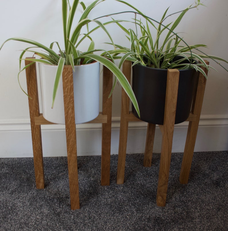 Mid Century Solid Oak Plant Pot Stand Indoor Flower Pot Etsy UK