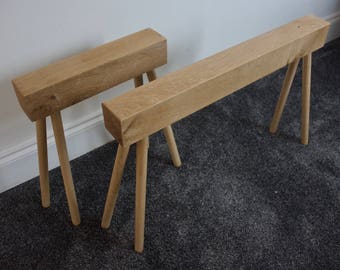 Bespoke Slim Hallway Entryway European Oak Bench Seat