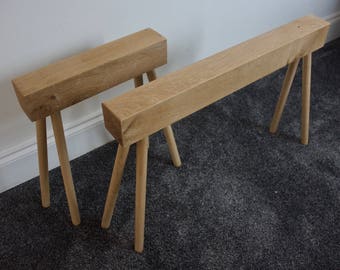 Slim hallway bench made from solid oak and turned legs with a low angel allow the piece to fit in the most narrow spaces, Hall way seating