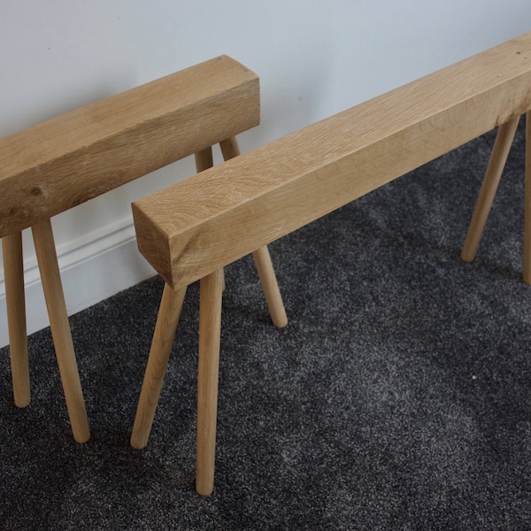 Slim hallway bench made from solid oak and turned legs with a low angel allow the piece to fit in the most narrow spaces, Hall way seating