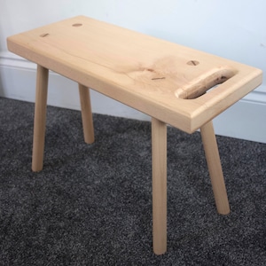 Handmade Beech Wood Stool: Scandinavian Design Carry Stool