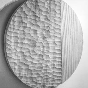 Hand Carved Oak & Ash Wall Hook: Textured Timber Storage