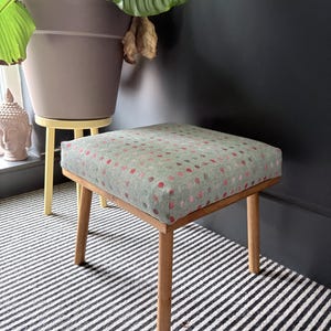 Handmade Oak & Abraham Moon Wool Ottoman: Modern Square Footstool