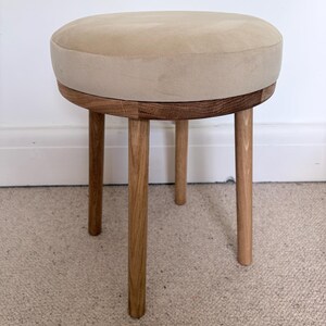 Round Oak and Velvet dressing table Stool upholstered in a Luxury Velvet Fabric image 20