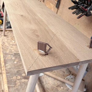 Solid Oak Bench with Braced Legs and Wedge Tenon Joints image 18