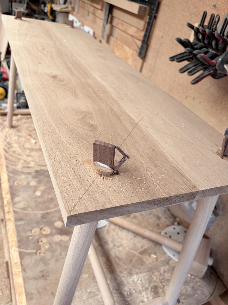 Solid Oak Bench with Braced Legs and Wedge Tenon Joints image 18