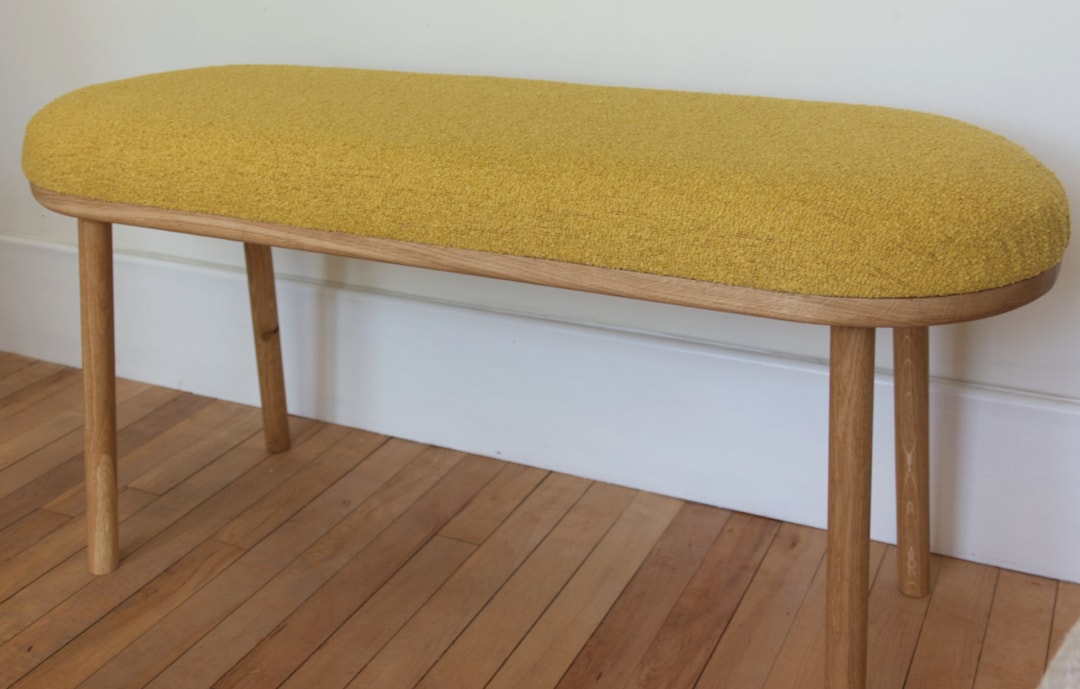 Handmade Solid Oak Bench With Rounded Ends and Four Turned Straight