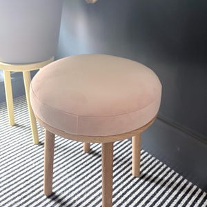 Round solid Oak velvet dressing table Stool