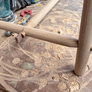 Solid Oak Bench with Braced Legs and Wedge Tenon Joints image 16