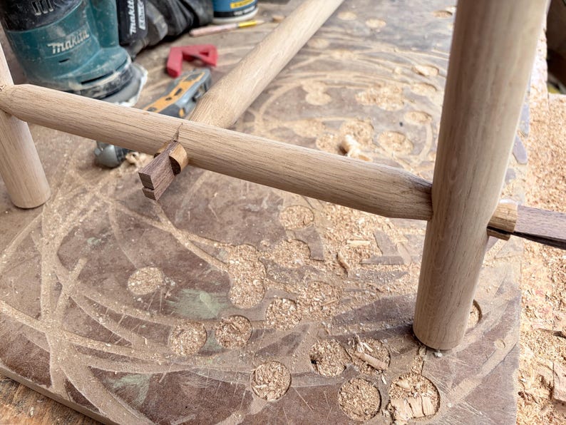 Solid Oak Bench with Braced Legs and Wedge Tenon Joints image 16