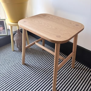 Oak Table With Rounded Corners and Braced Legs, Modern Country Cottage.