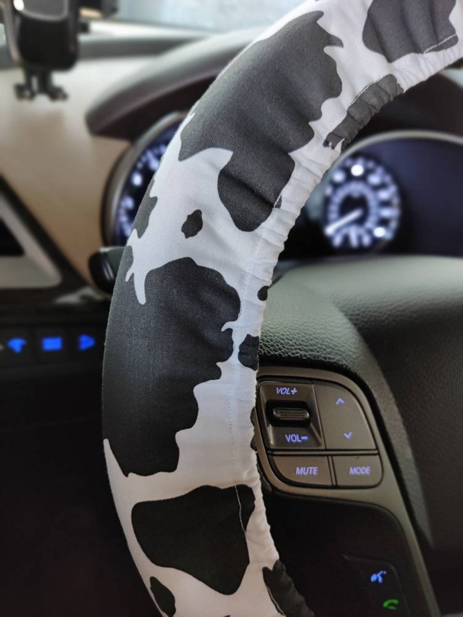 Cow Print Steering Wheel Cover Black Spots Steering Wheel Etsy