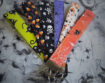 Halloween theme fabric wristlet, Keyfob, key chain