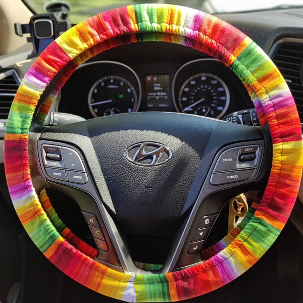 Cinco de mayo theme steering wheel cover, multi colored stripes, dios de los muertos, fiesta theme stripes, serape stripe, mexican theme