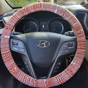 Tucson Southwest Aztec Steering Wheel Cover/ Terracota Tribal Wheel Cover/  Turquoise and Orange / Car Accessories/ India Native America .. 