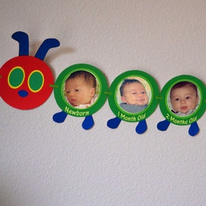 Caterpillar First Year Photo Banner / 12 Month Banner / First Birthday Party Printable - FILE to PRINT