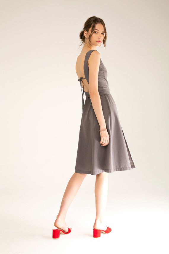 open back linen dress