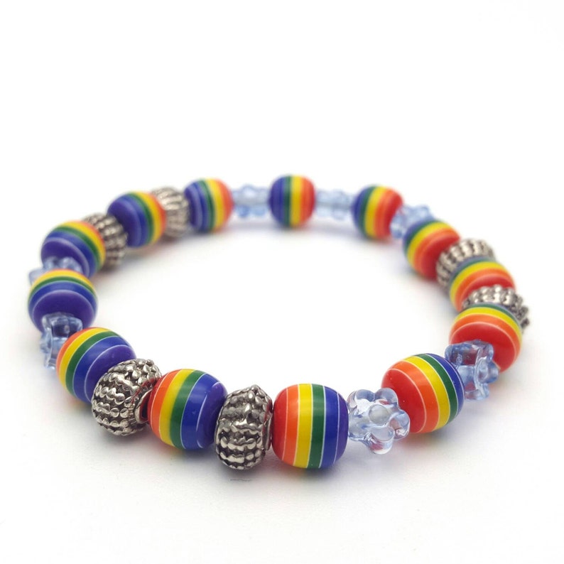 Vintage 90s Colorful Rainbow Colored Plastic Beaded Bracelet / | Etsy