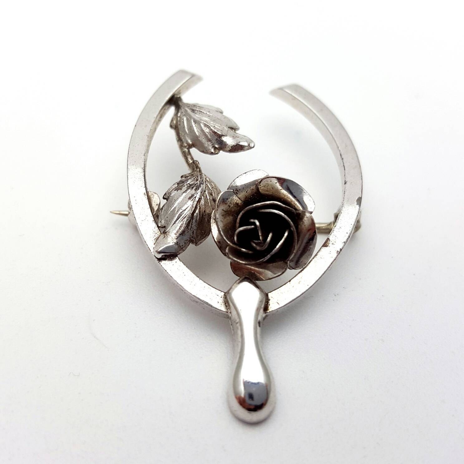 Bond Boyd Sterling Silver Brooch Vintage Signed Rose Wishbone | Etsy