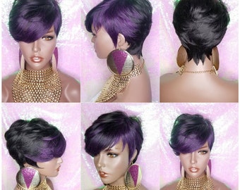On Sale Short Razor Cut Full Wig Pixie Cut Hairstyle 100 Etsy
