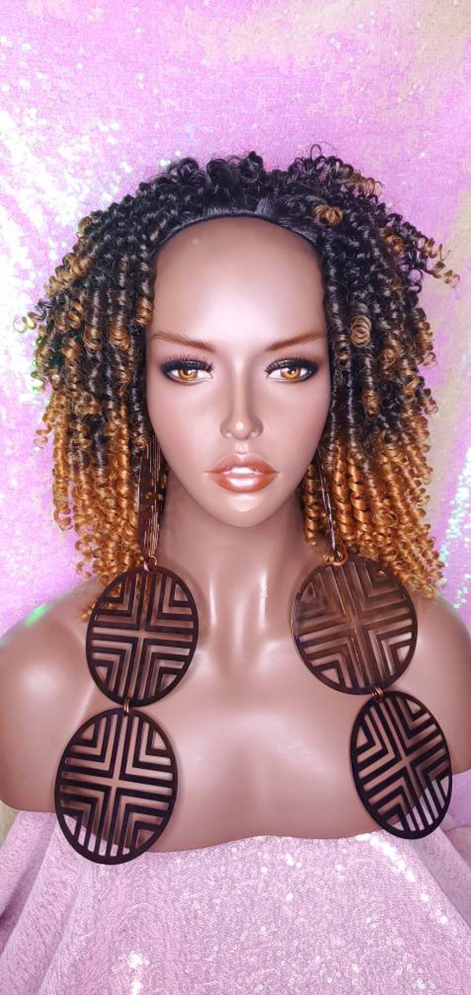 Wig Natural Half Wig Defined Spiral Curl Coily Hair Wig Afro Etsy