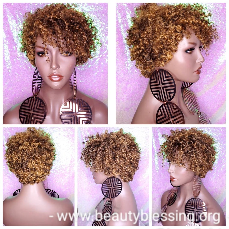 Wig Razor Pixie Cut Corkscrew Straw Curl Hair Wig Short Etsy