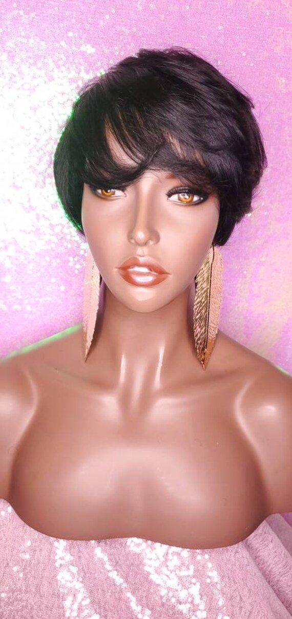Wig Pixie Cut Indian Remy 100% Human Hair Wig Razor Cut Swoop - Etsy Sweden Wig Pixie Cut Indian Remy 100% Human Hair Wig Razor Cut Swoop - Etsy Sweden