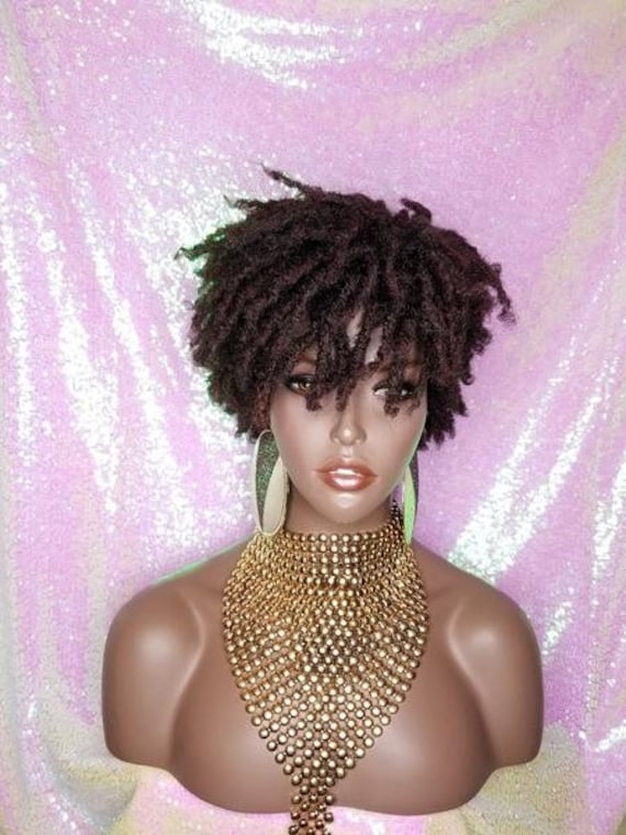Wig Afrocentric Short Kinky Curly Coil Coily Twist Dread Lock Natural Style Full Cap Wig 99J Wine Hair Wig Etsy UK