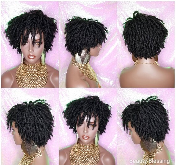 Wig Afrocentric Short Kinky Curly Coil Coily Twist Dread Lock Etsy