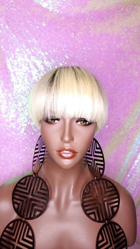 Pixie Cut Wig: Blonde Remy Human Hair Bowl Cut - Etsy display picture 2