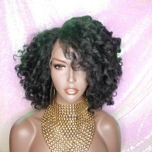 Wig Kinky Hair Afro Curl Lace Front Wig Curly Natural Yaki Texture Bob Wig Baby Hairs