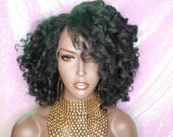 Wig Kinky Hair Afro Curl Lace Front Wig Curly Natural Yaki Texture Bob Wig Baby Hairs