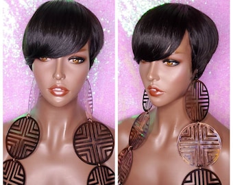 Peruka Swoop Bang Short Style Pixie Cut Remy 100% ludzkich włosów Peruka dla kobiet