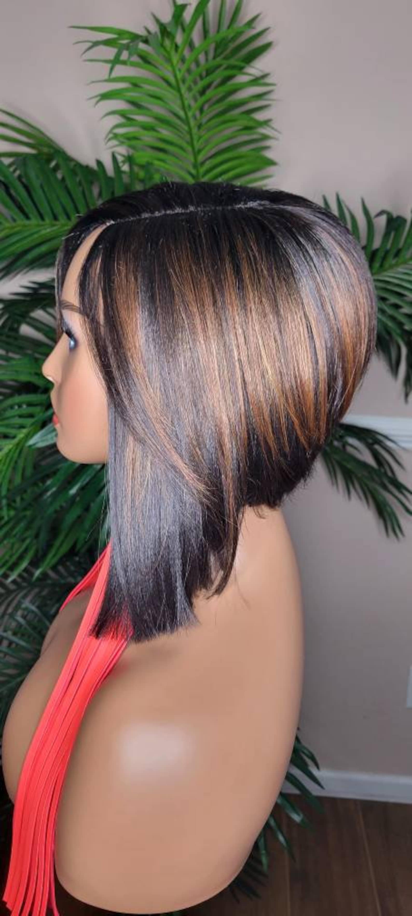WIG Pixie Cut Bob Hairstyle Razor Cut Swoop Bang Glueless Lace - Etsy