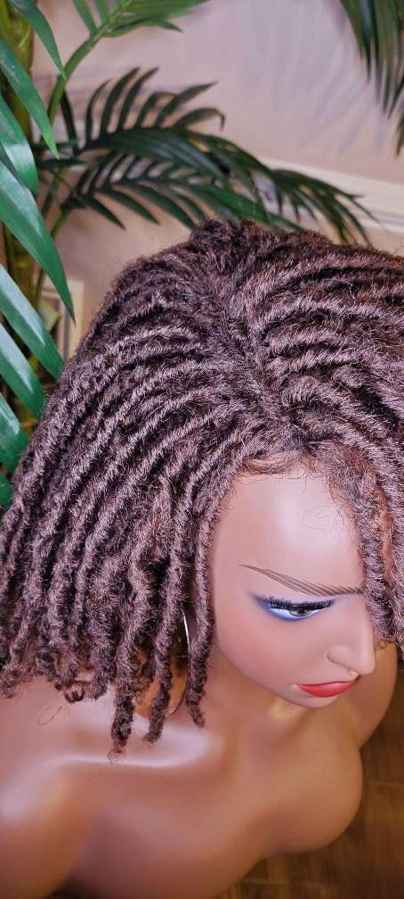 WIG Afro Kinky Twist Dreadlocks Locs Lace Wig Natural Style Locks Hair Lace Part Sisterlocks Natural Hairstyle Wig image 2