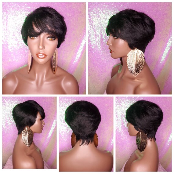 Wig Pixie Cut Indian Remy 100% Human Hair Wig Razor Cut Swoop - Etsy Canada Wig Pixie Cut Indian Remy 100% Human Hair Wig Razor Cut Swoop - Etsy Canada