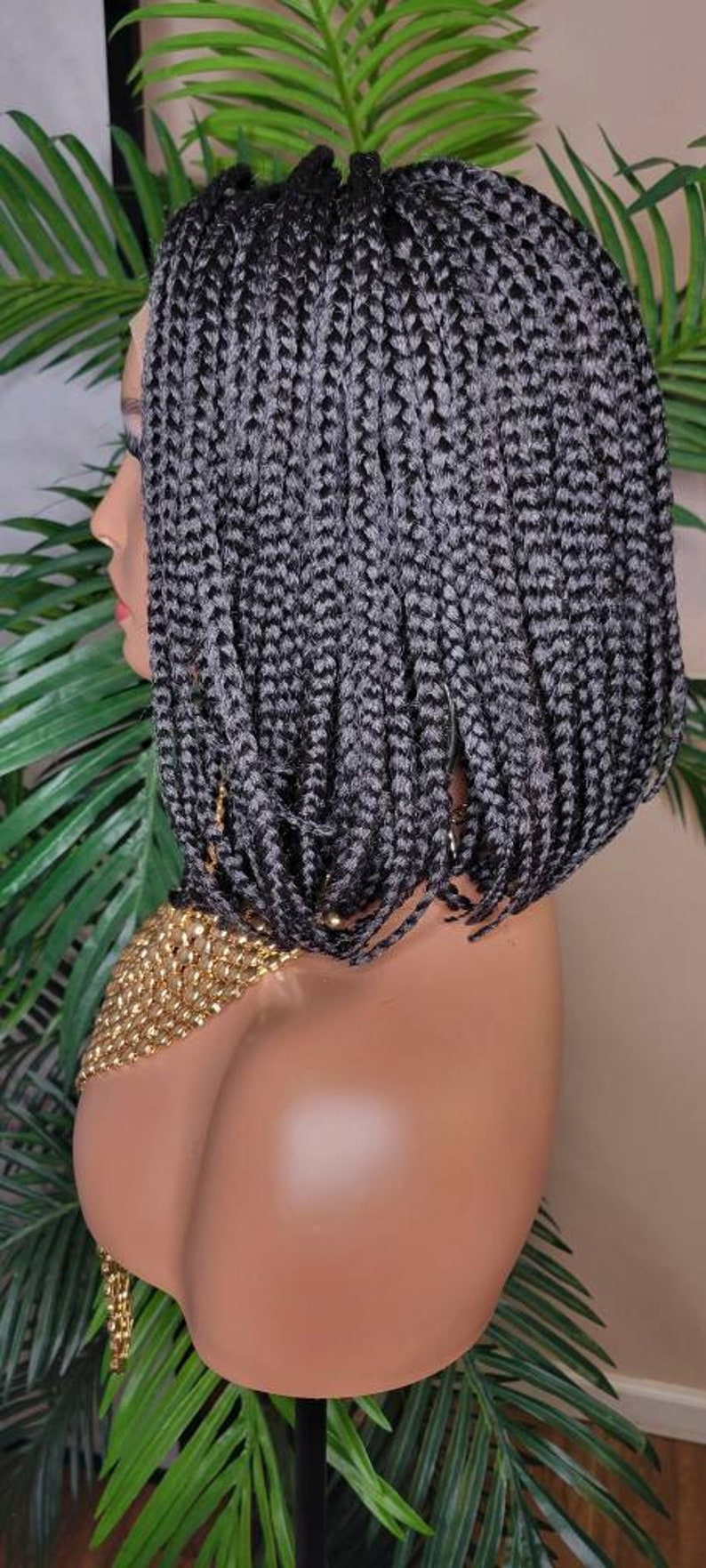 Wig Short Bob Box Braids Bob Lace Wig Flexible Parting Lace Front Wig Small Box Braid Bob Glueless Lace Wig image 2