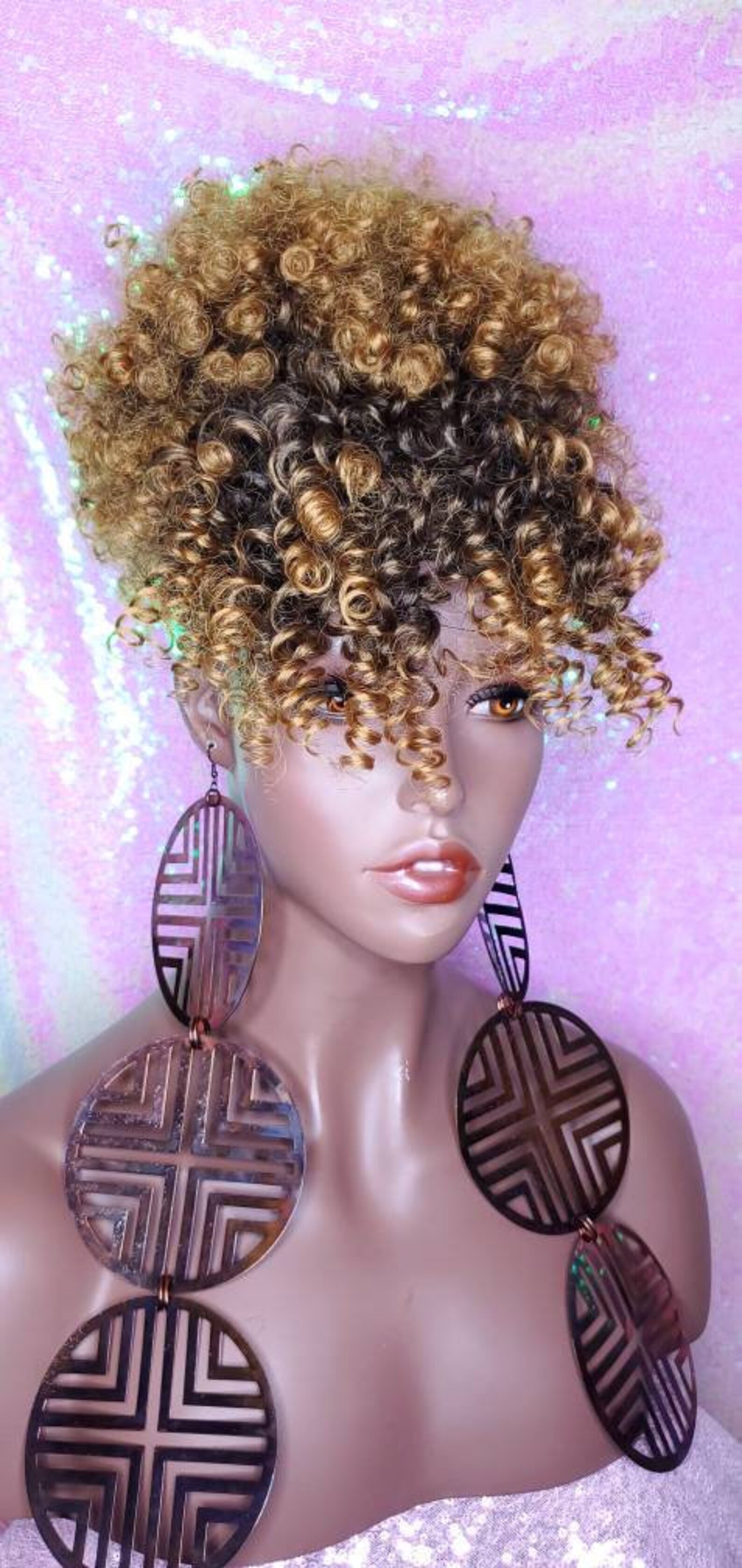 Hair Ponytail Afro Kinky Puff Bangs Ponytail Afro Curly Hair | Etsy