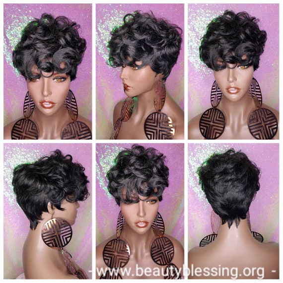 Becus 8 perruques afro court Kinky Curly perruques 100% cheveux hu